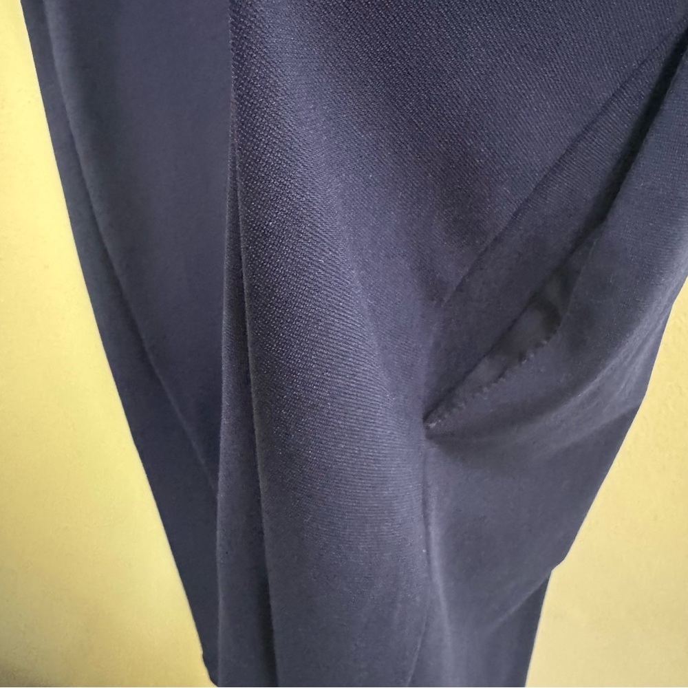 Pink Tartan V Neck Fit Flare Sheath Dress Pockets Stretch Preppy Minimal Navy S - Picture 9 of 16
